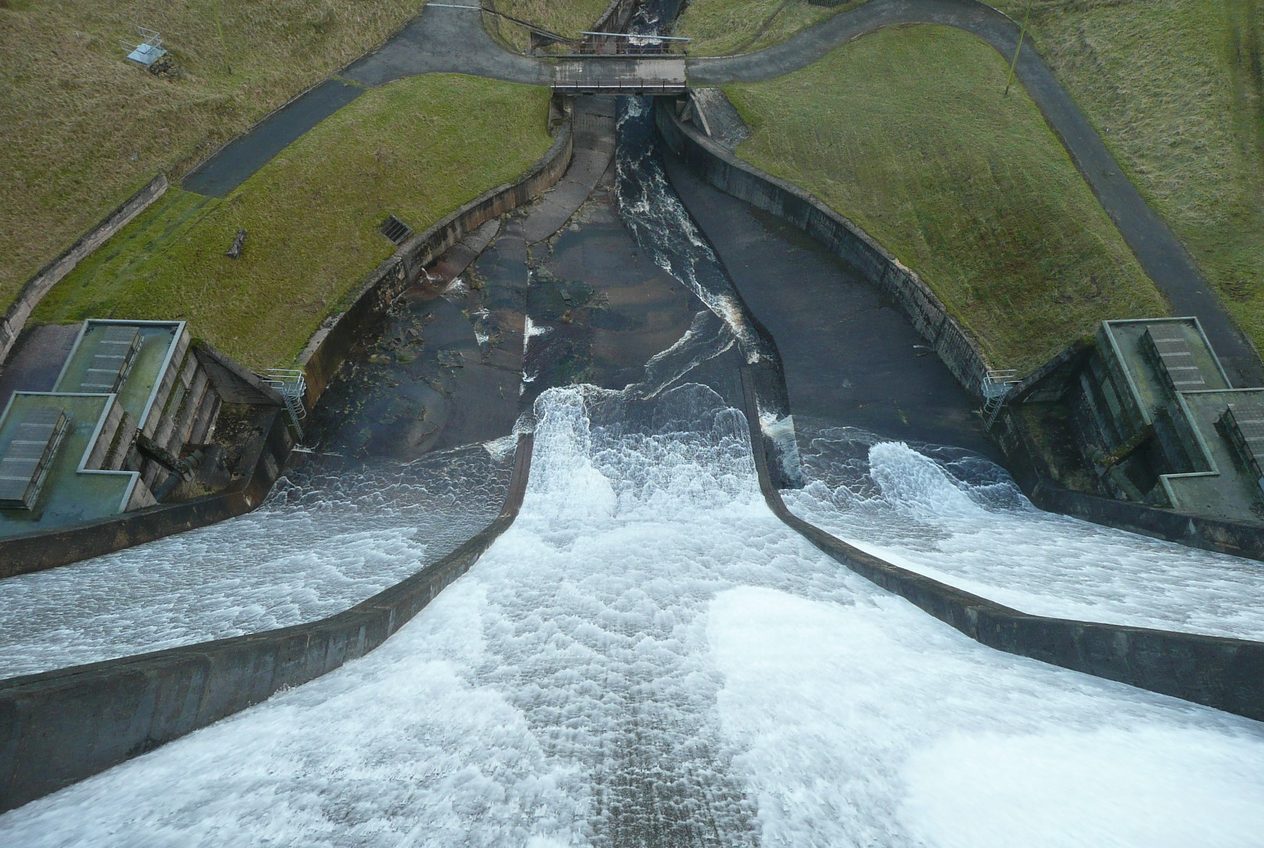 Reservoir spillway in full flow